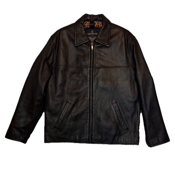 Vintage London Fog Men’s Medium Black Leather Jacket - Picture 1 of 15
